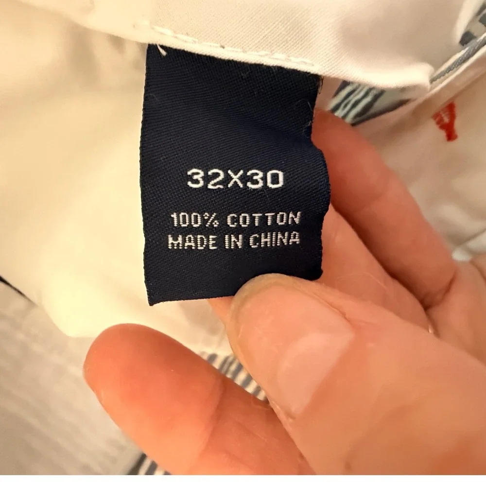 Cremieux Mens Preppy Seersucker Striped Cotton Pants Blue White 32x30